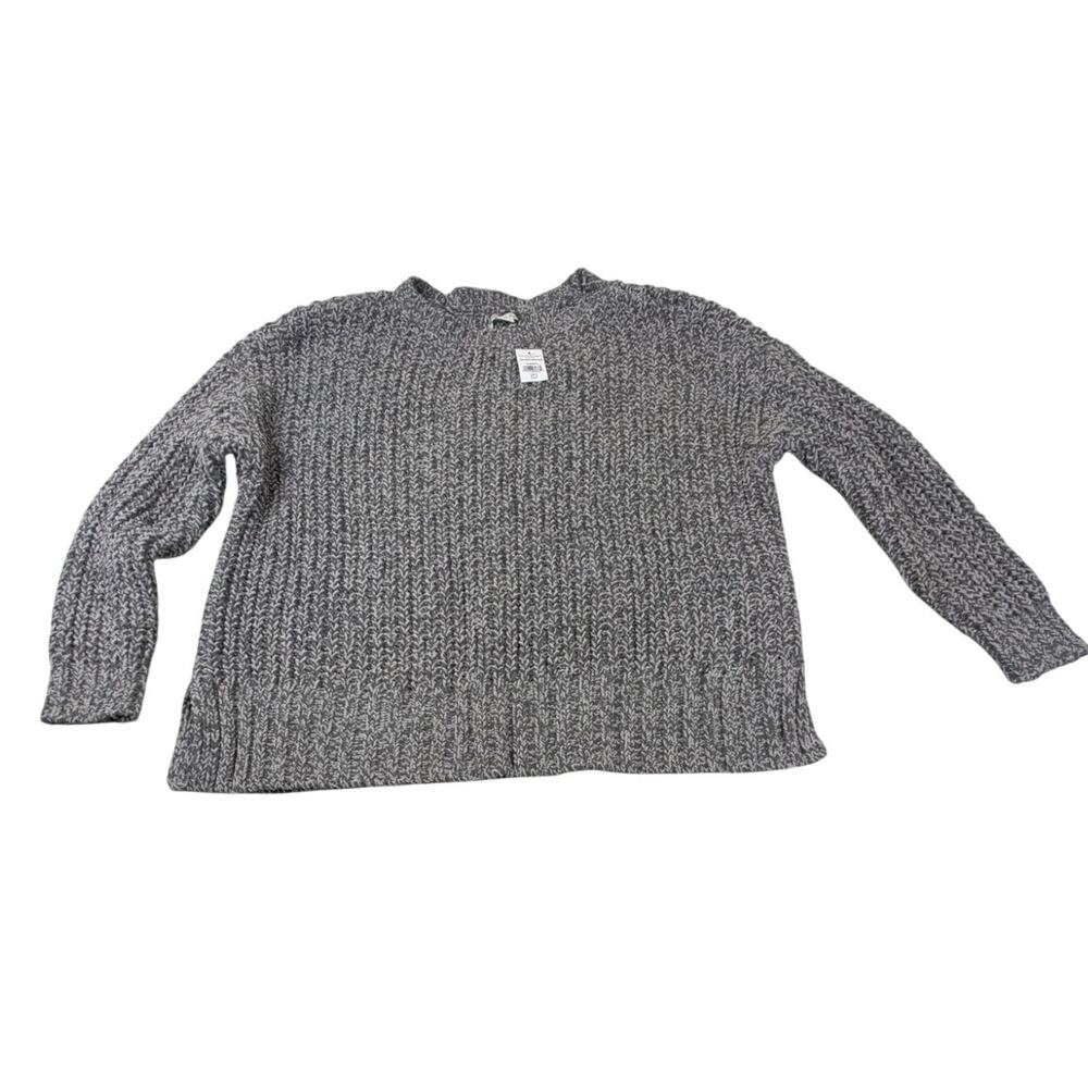 American Eagle Womens Cable Knit Crew Neck Chenille Gray Sweater Fall Small NWT